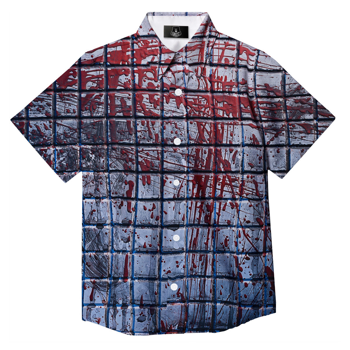 Blood Room Bloody Print Button Up Shirt-grizzshop