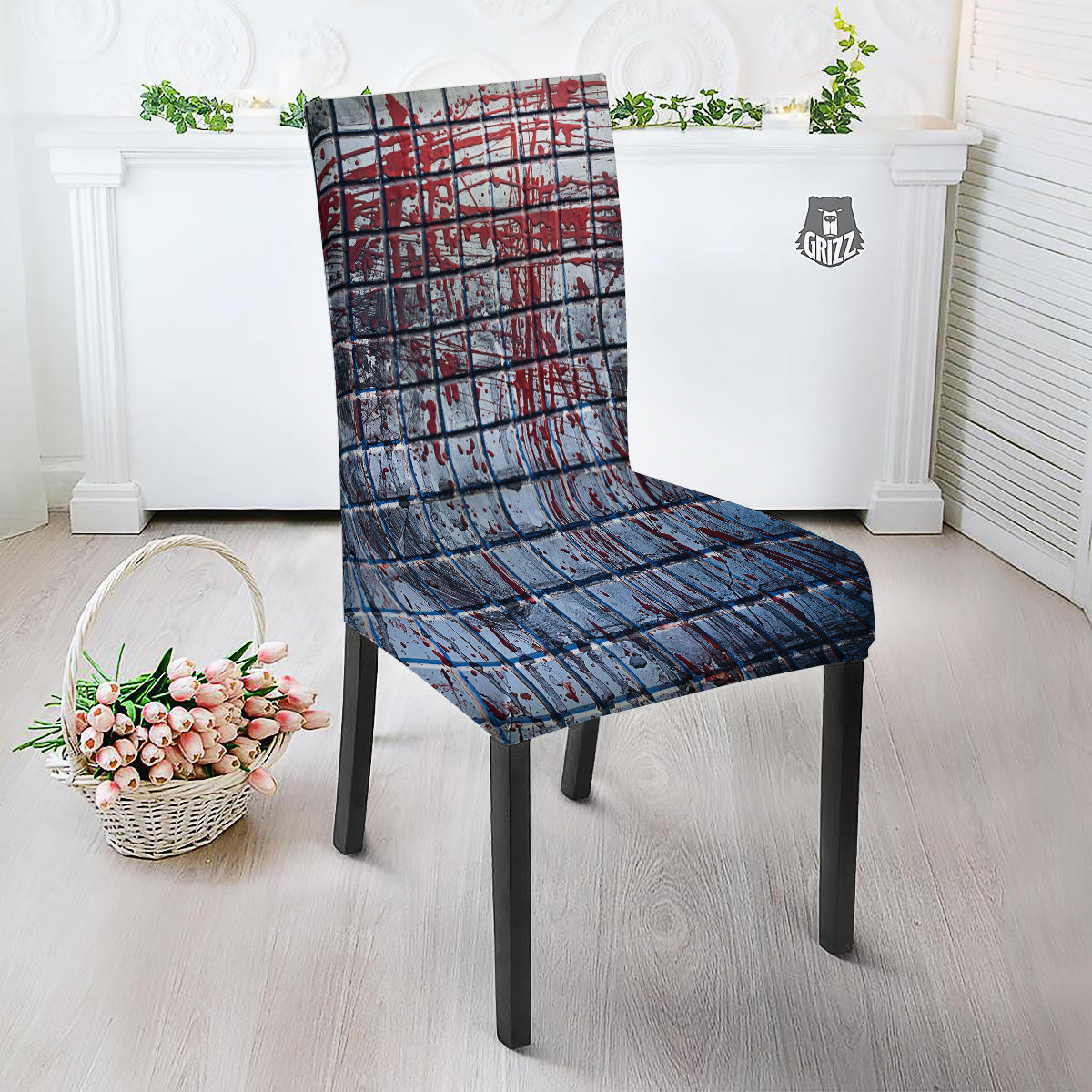 Blood Room Bloody Print Dining Chair Slipcover-grizzshop