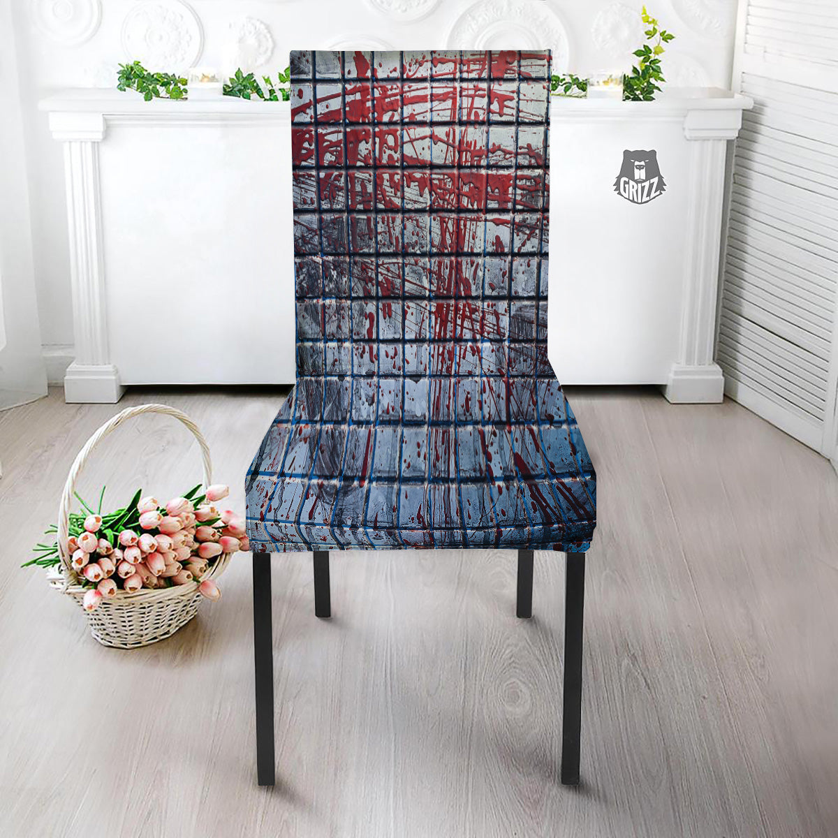 Blood Room Bloody Print Dining Chair Slipcover-grizzshop