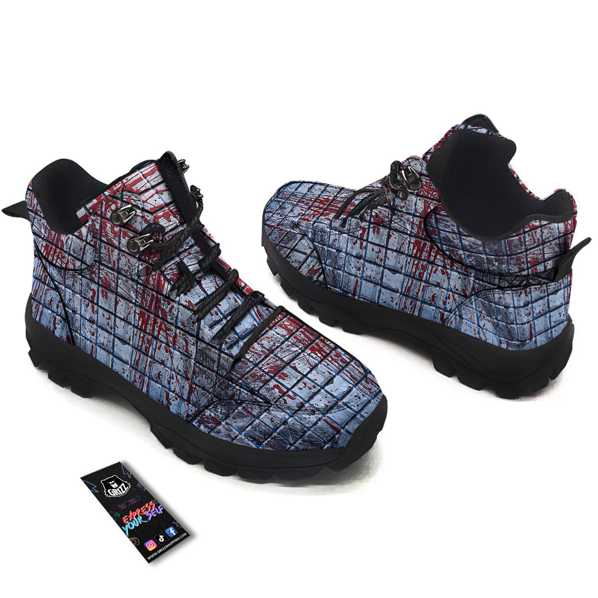 Blood Room Bloody Print Hiking Shoes-grizzshop