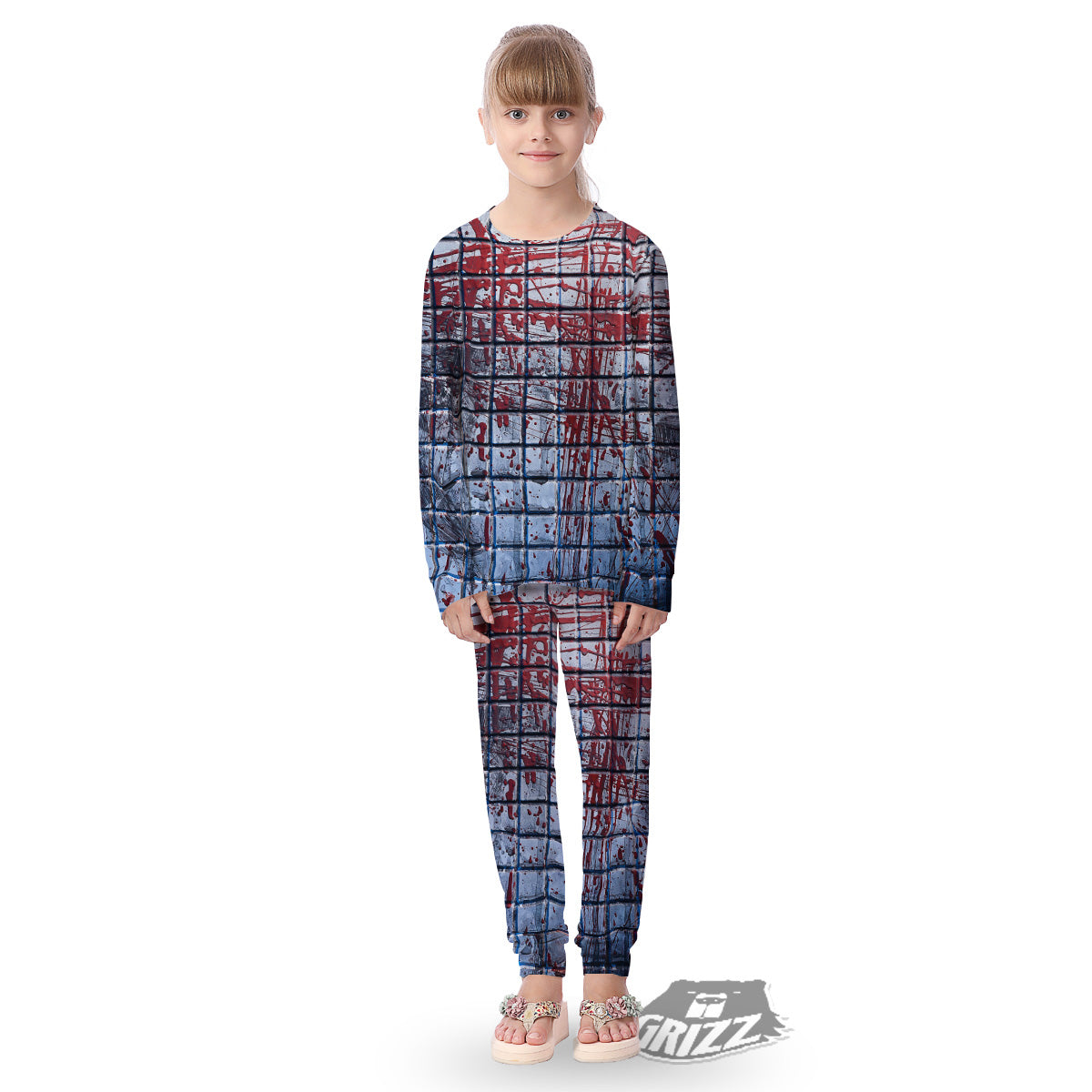 Blood Room Bloody Print Kid's Pajamas-grizzshop