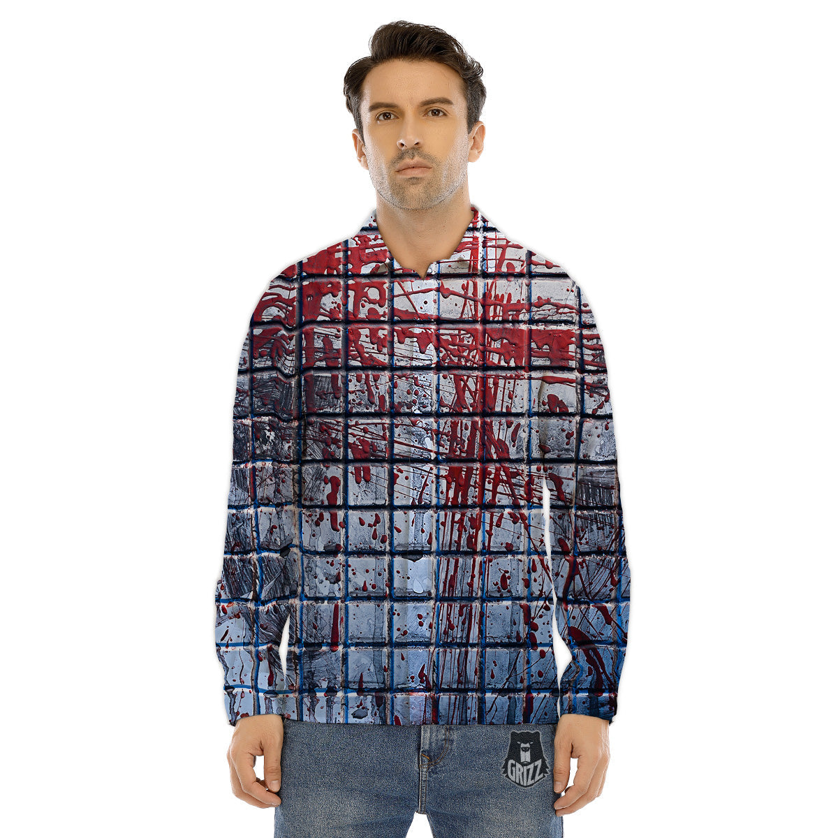 Blood Room Bloody Print Men's Dress Shirts-grizzshop
