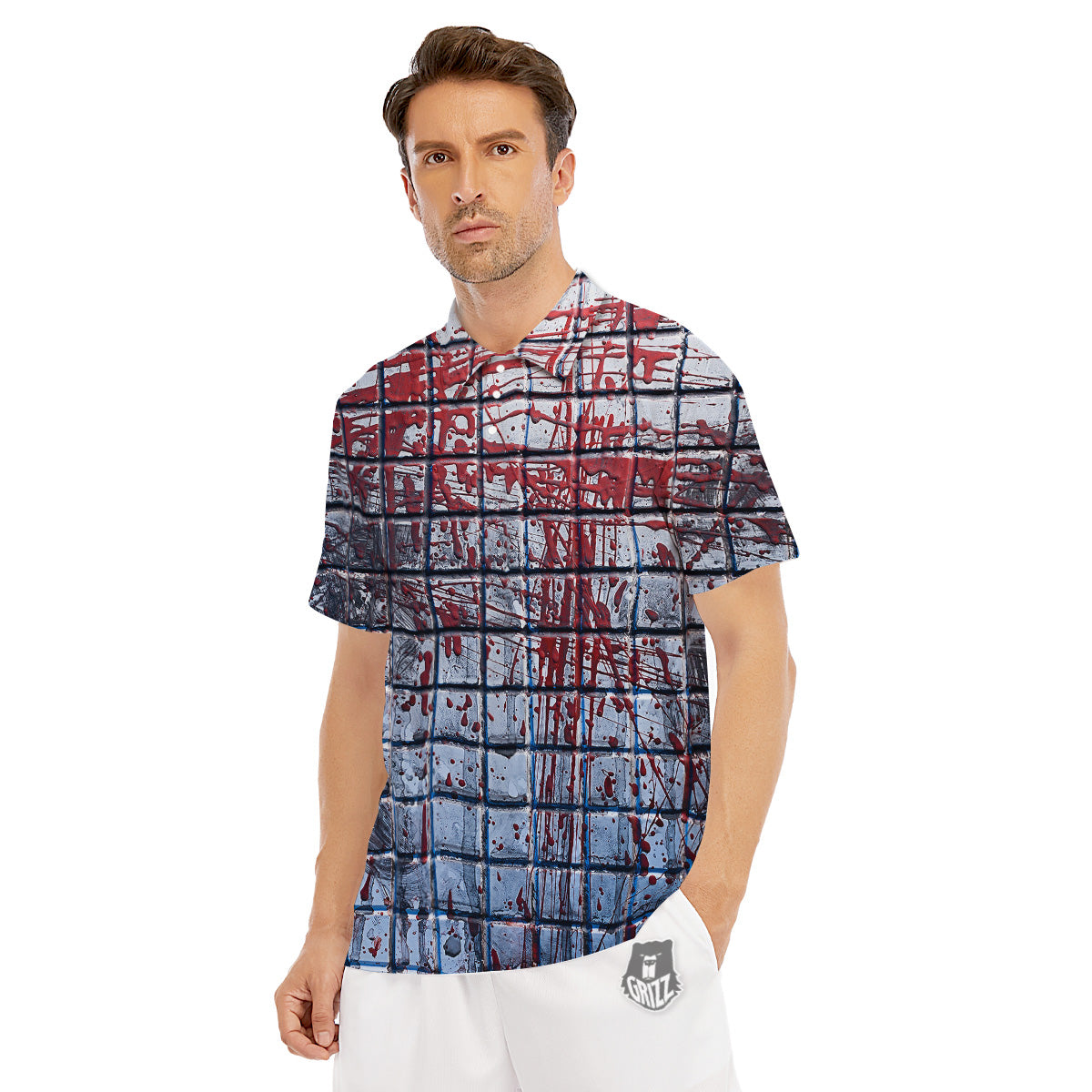 Blood Room Bloody Print Men's Golf Shirts-grizzshop