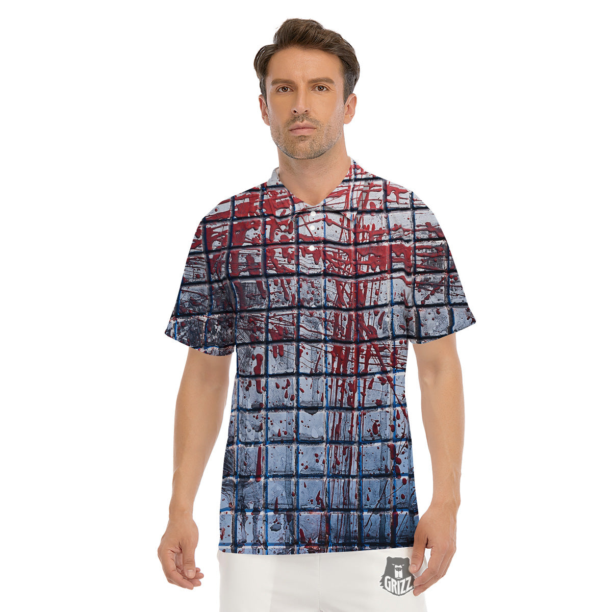 Blood Room Bloody Print Men's Golf Shirts-grizzshop
