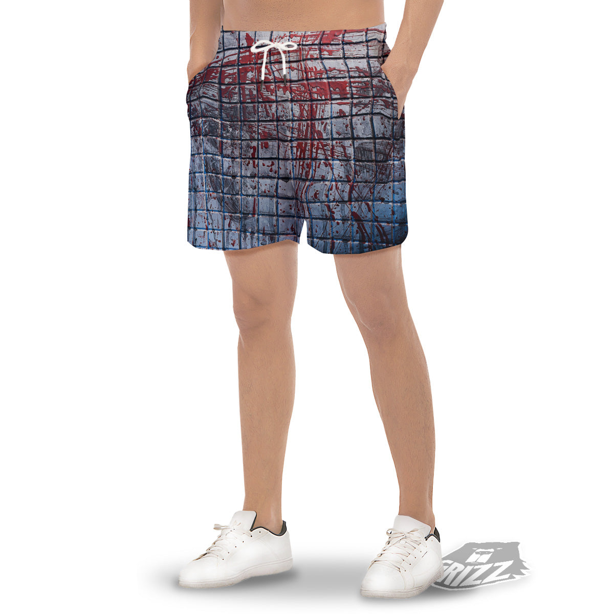 Blood Room Bloody Print Men's Gym Shorts-grizzshop