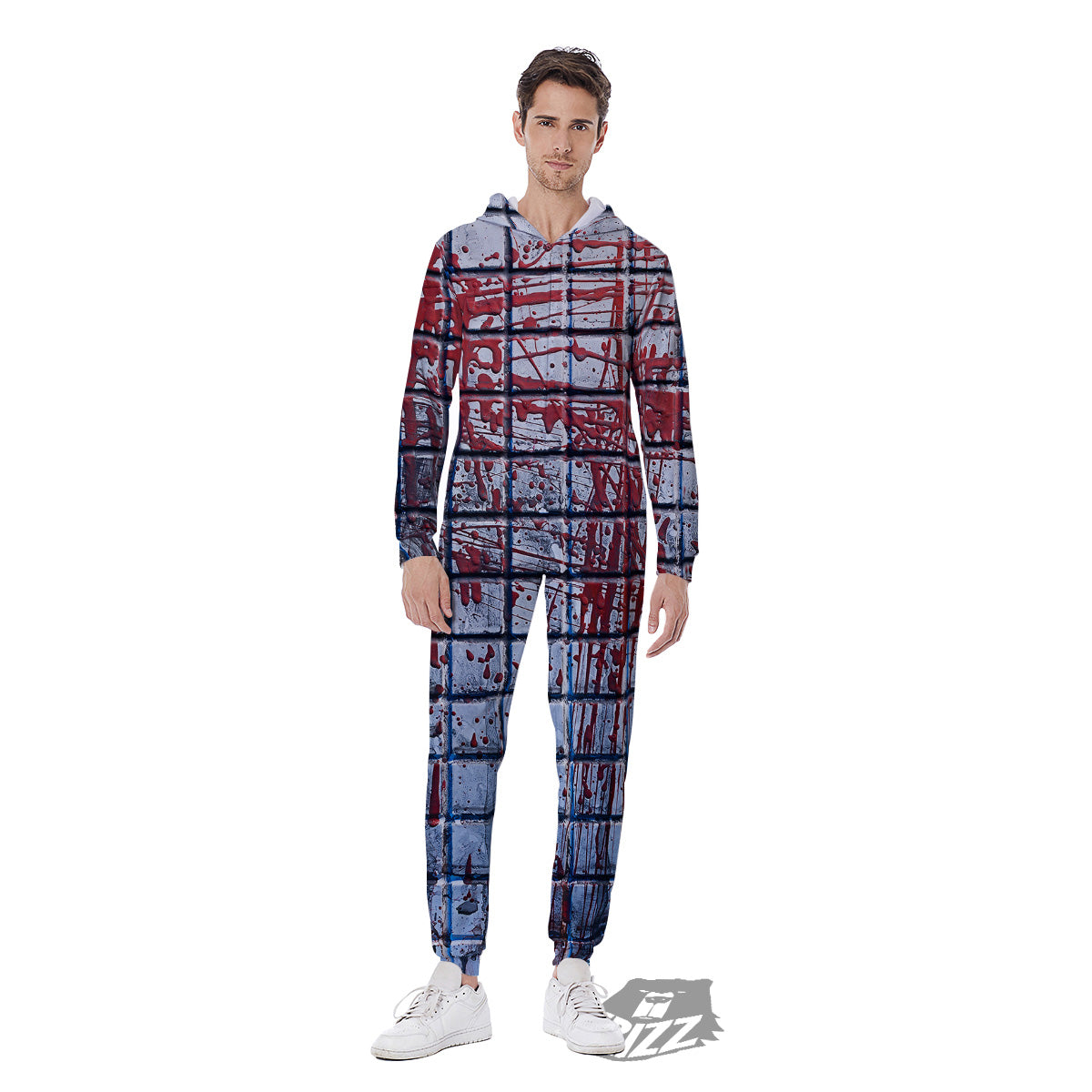 Blood Room Bloody Print Men's Jumpsuit-grizzshop