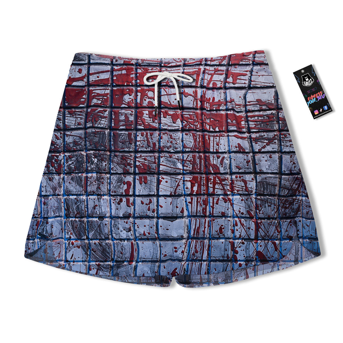 Blood Room Bloody Print Men's Running Shorts-grizzshop