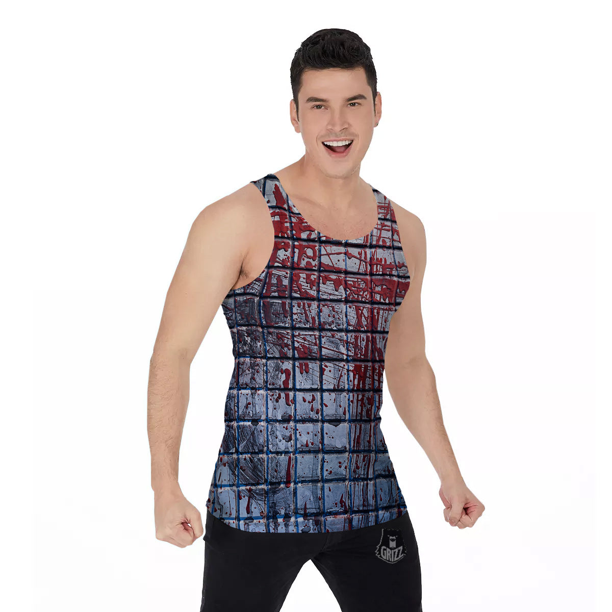 Blood Room Bloody Print Men's Tank Top-grizzshop