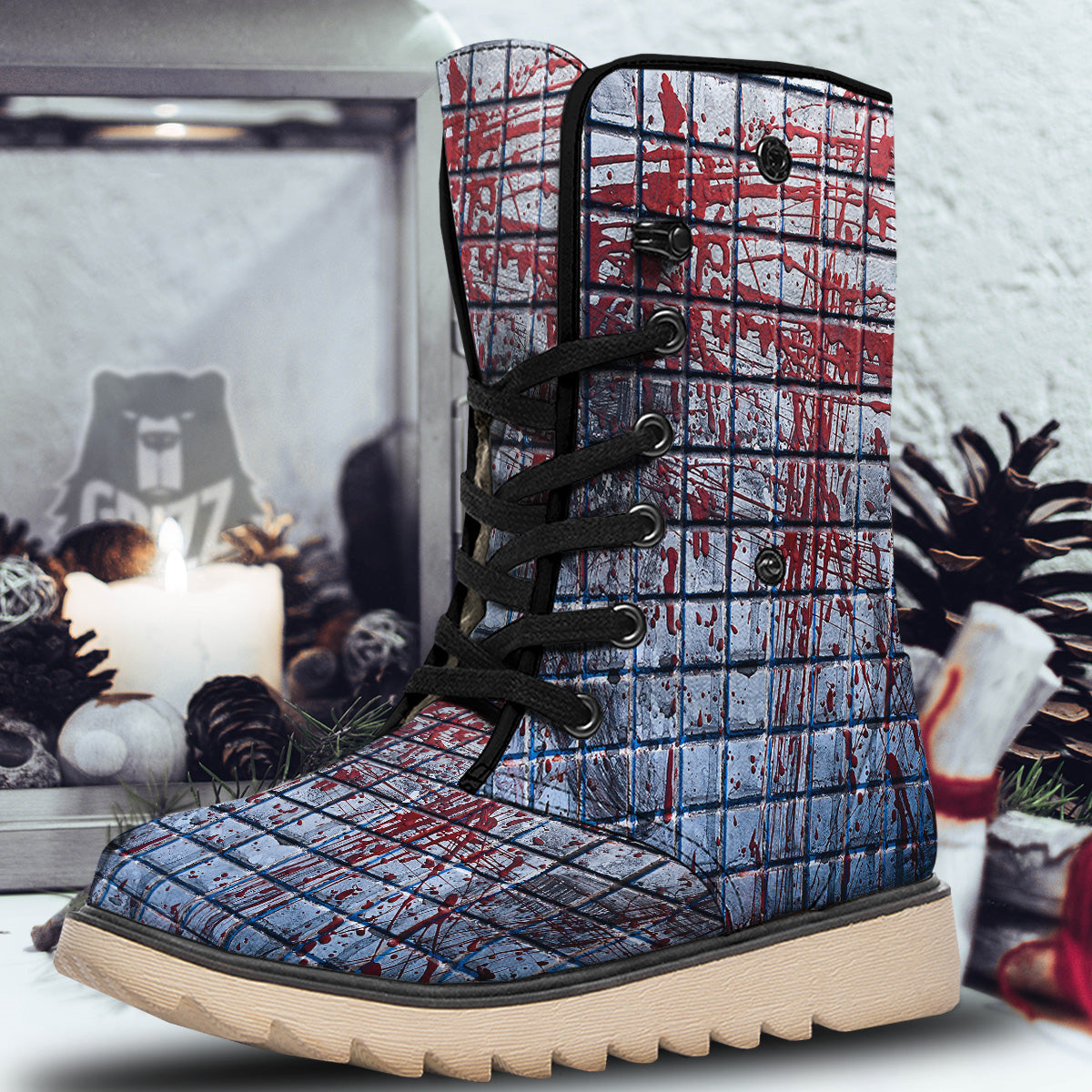 Blood Room Bloody Print Snow Boots-grizzshop