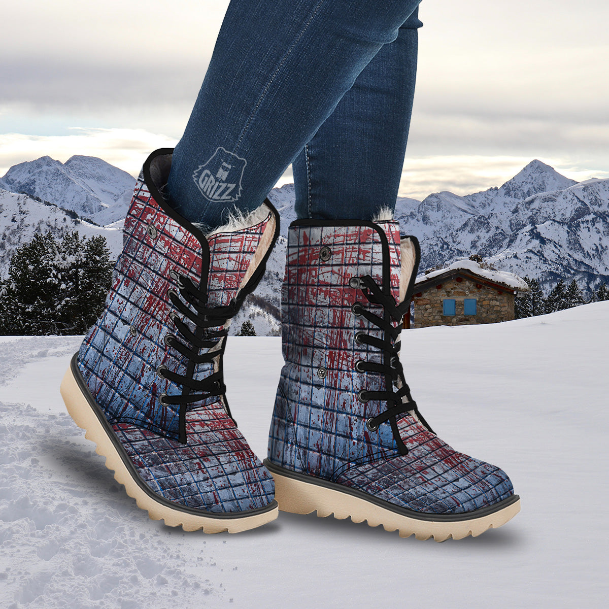 Blood Room Bloody Print Snow Boots-grizzshop