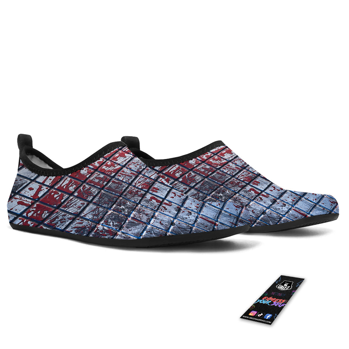 Blood Room Bloody Print Water Shoes-grizzshop