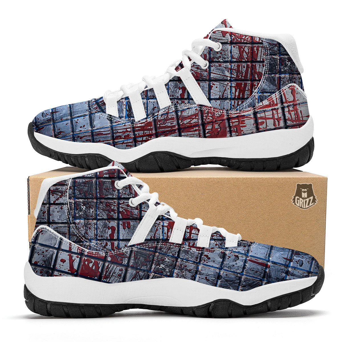 Blood Room Bloody Print White Bball Shoes-grizzshop