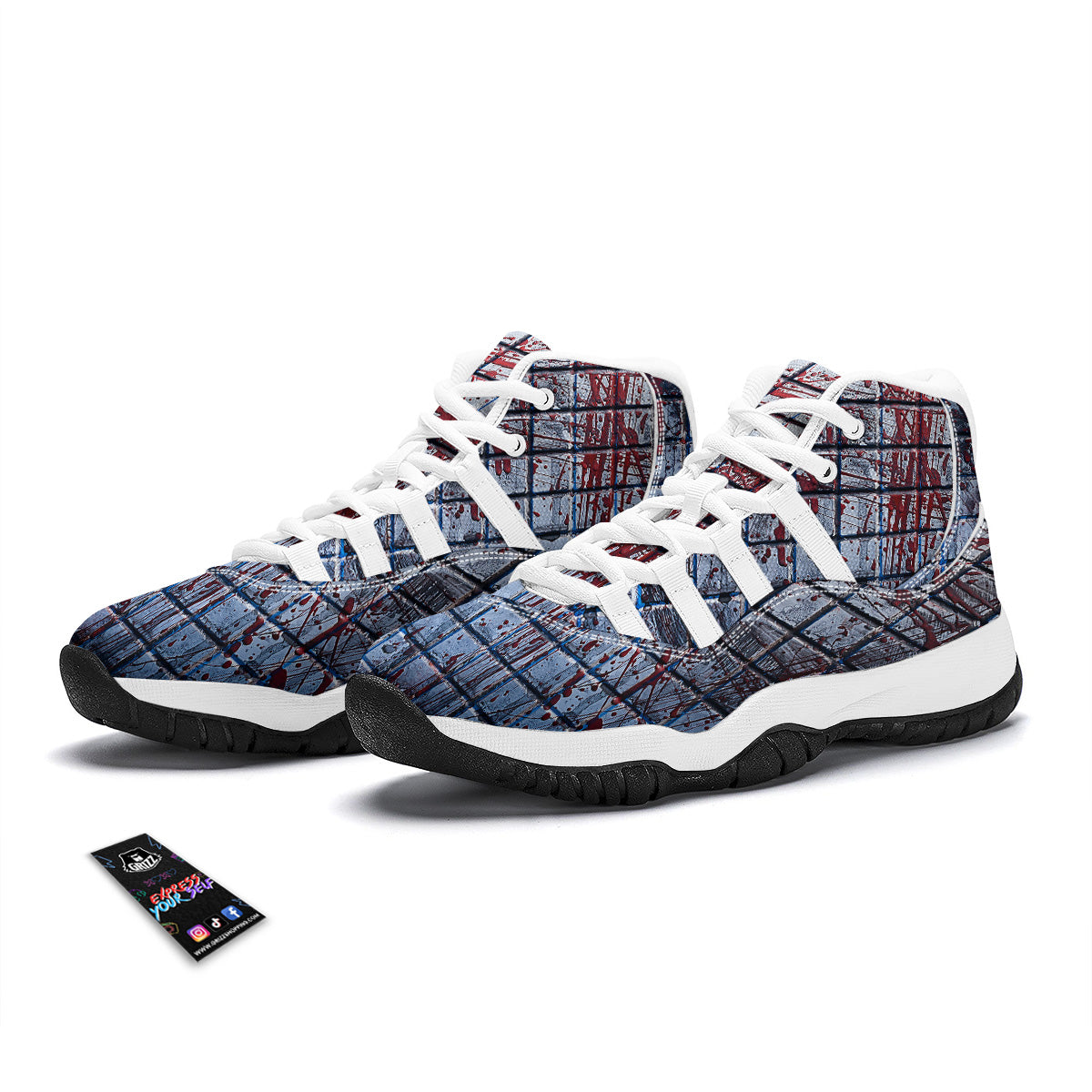 Blood Room Bloody Print White Bball Shoes-grizzshop