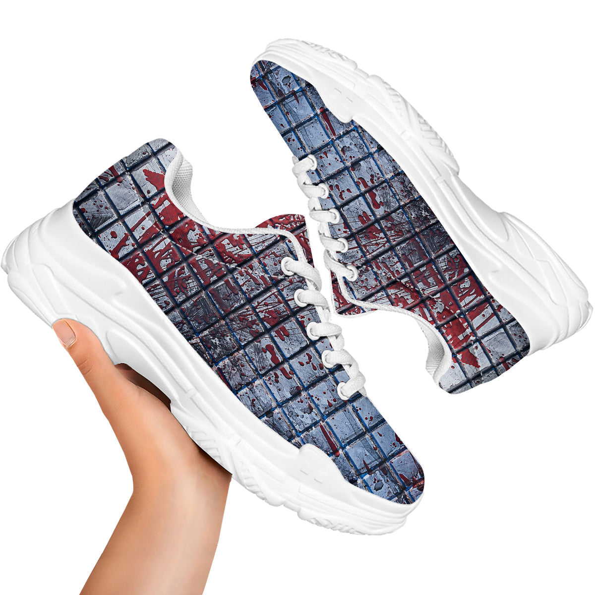 Blood Room Bloody Print White Chunky Shoes-grizzshop