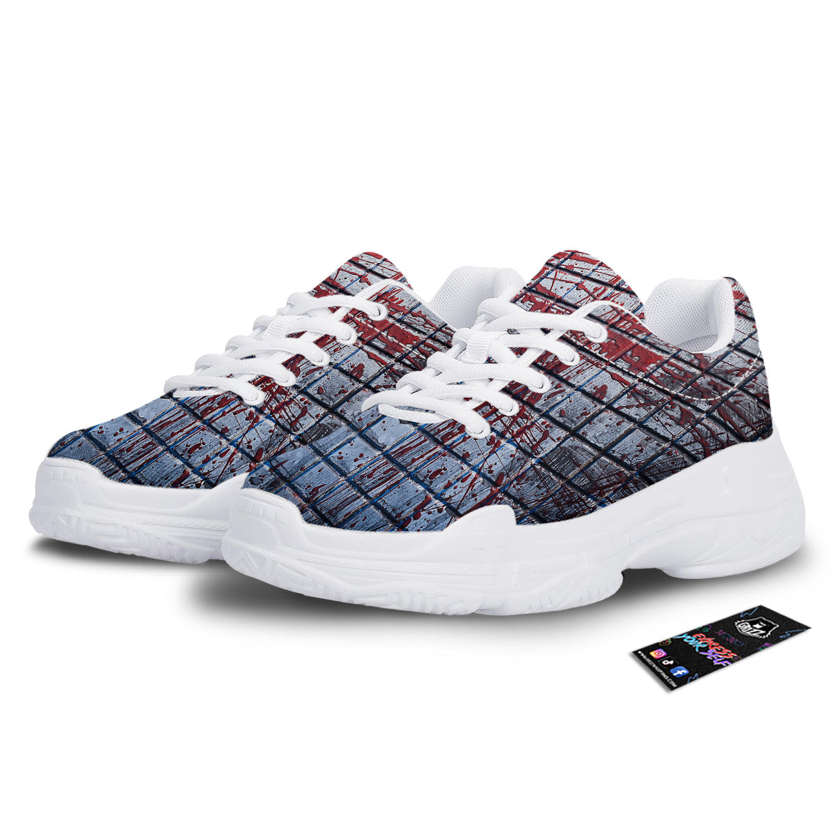 Blood Room Bloody Print White Chunky Shoes-grizzshop