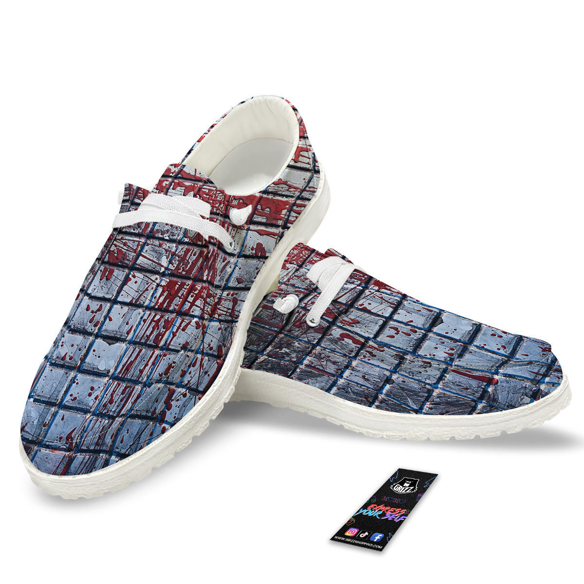 Blood Room Bloody Print White Loafers-grizzshop