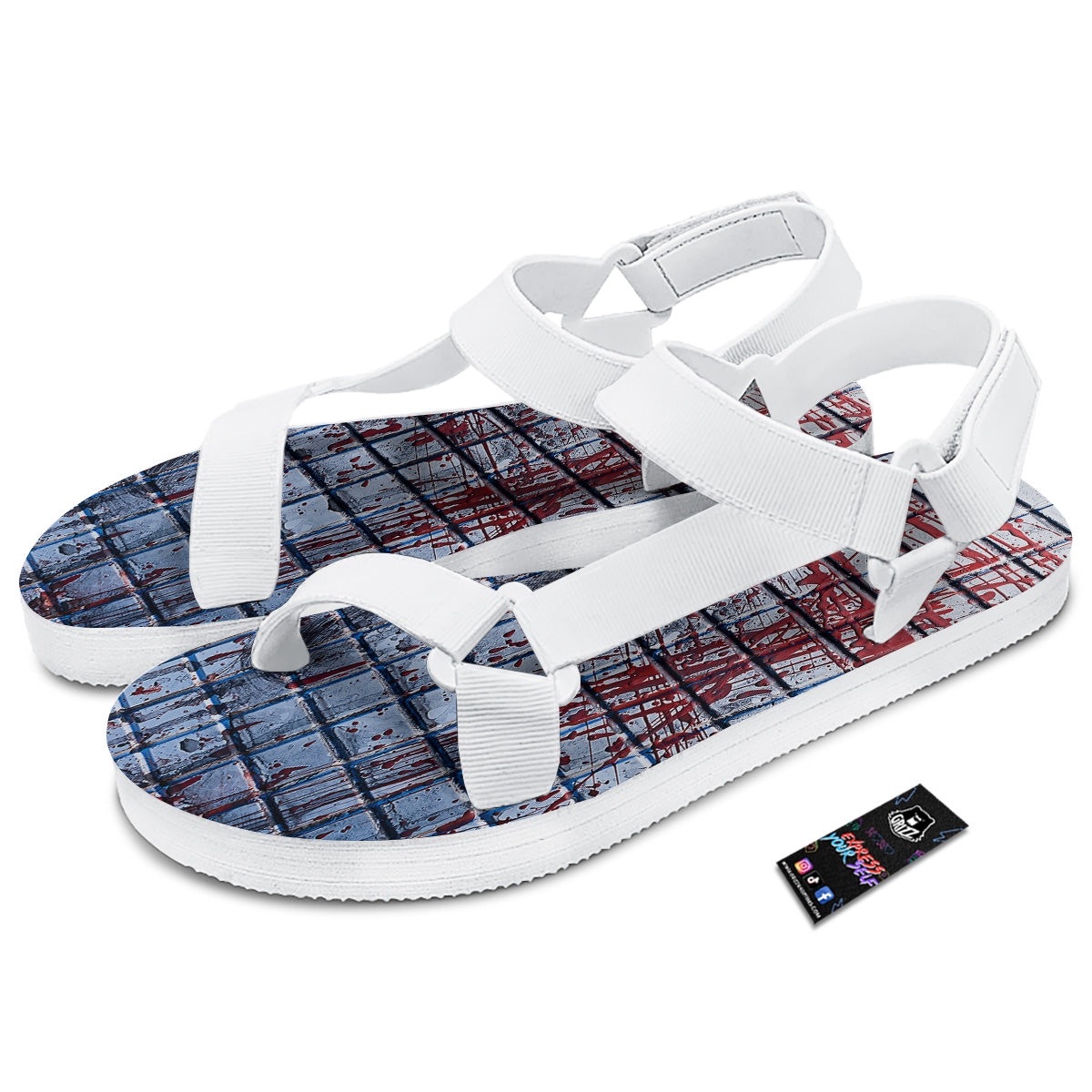Blood Room Bloody Print White Open Toe Sandals-grizzshop