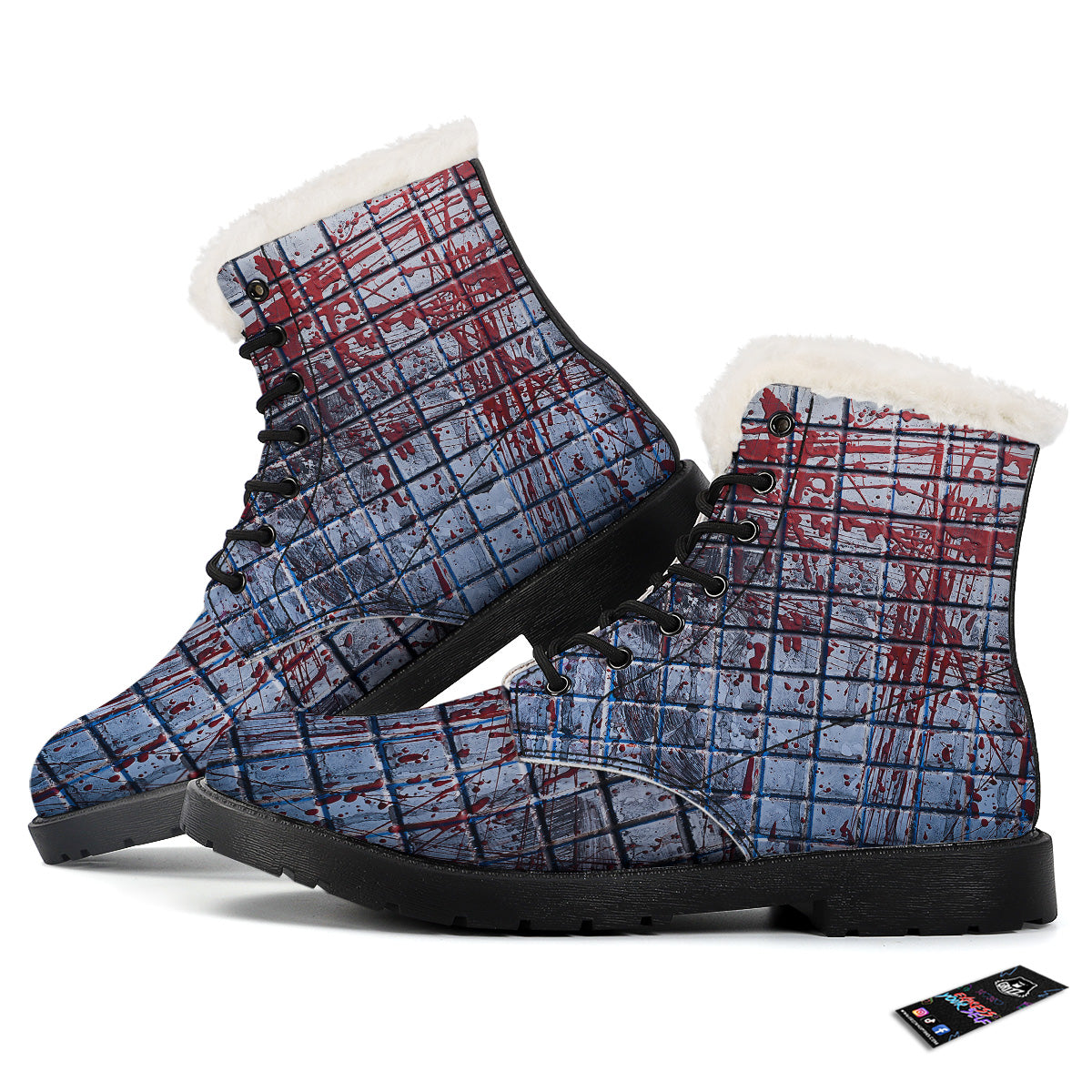 Blood Room Bloody Print Winter Boots-grizzshop