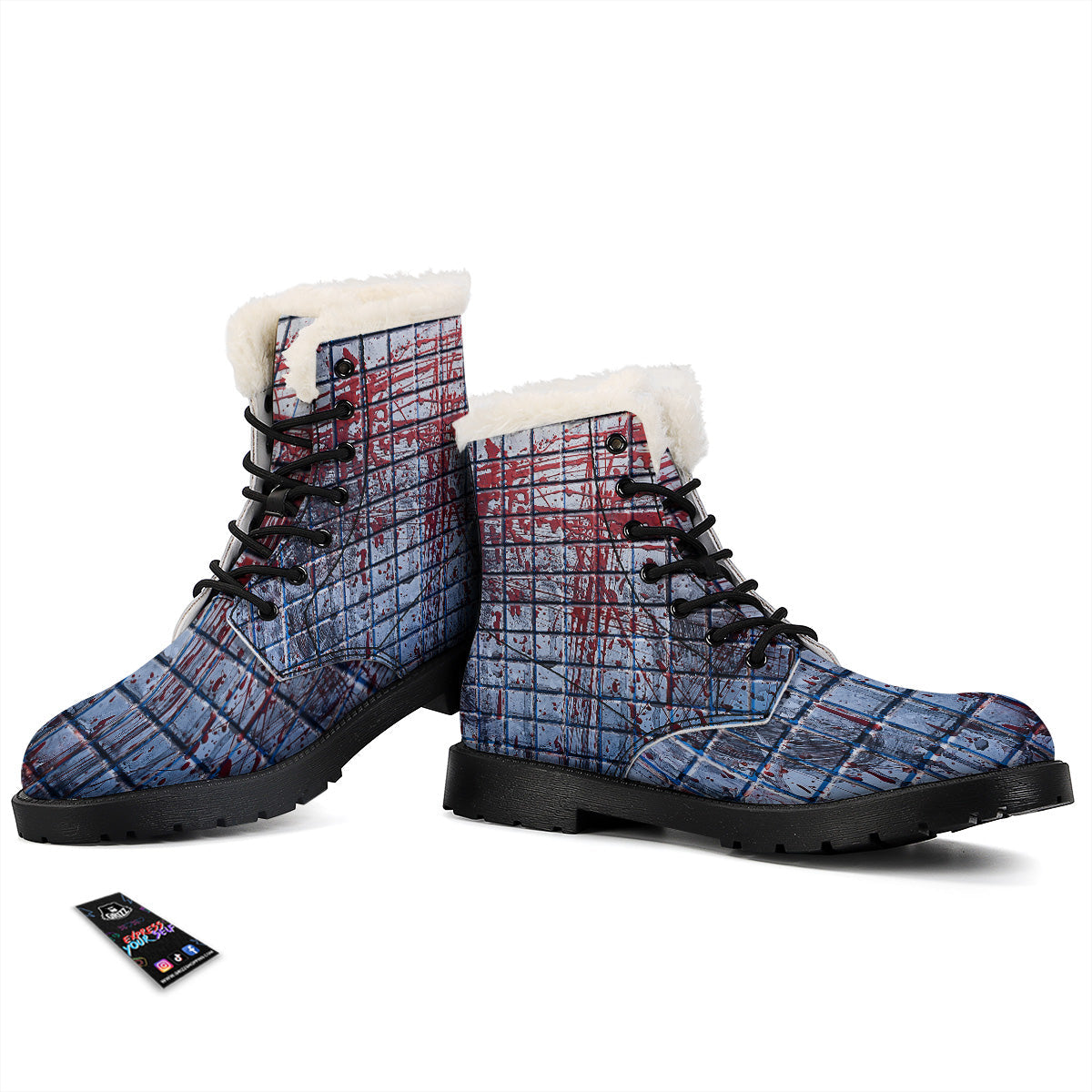 Blood Room Bloody Print Winter Boots-grizzshop