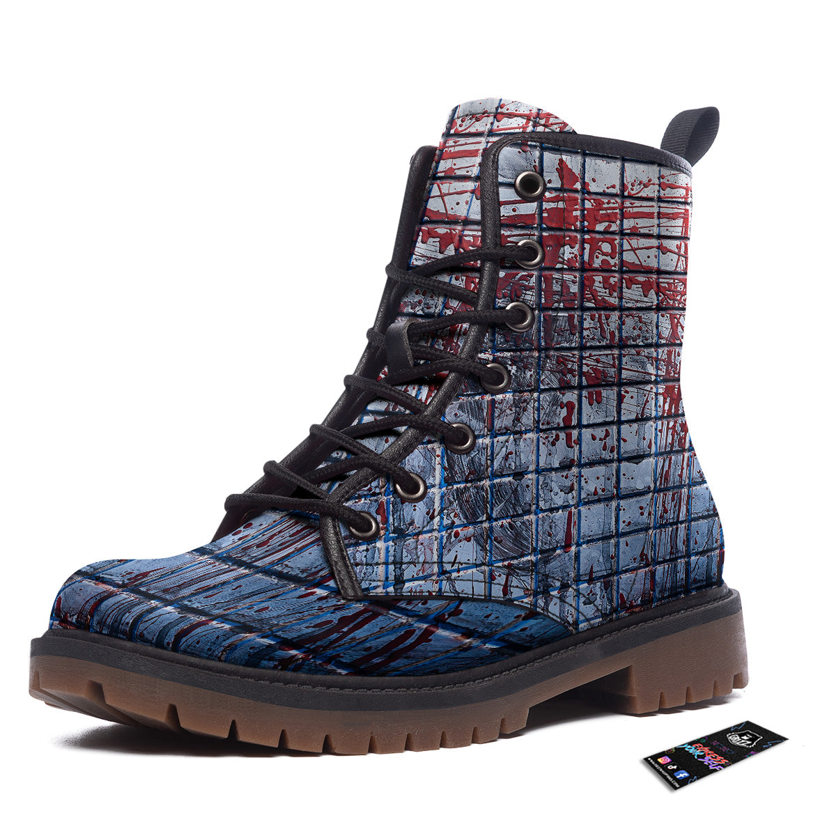Blood Room Bloody Print Work Boots-grizzshop
