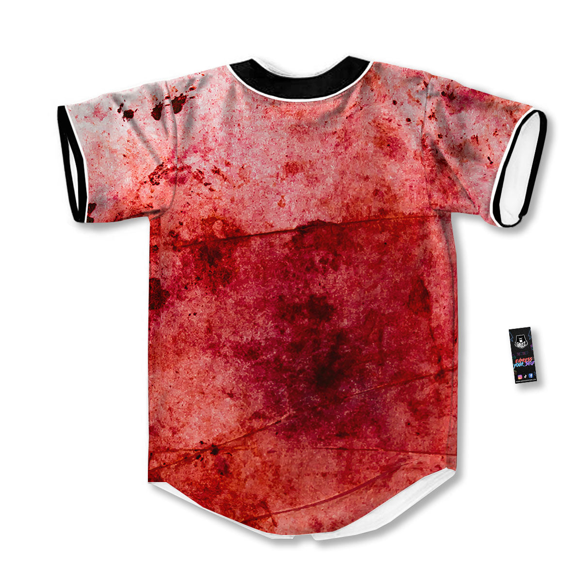Blood Stains Red Print Baseball Jersey-grizzshop