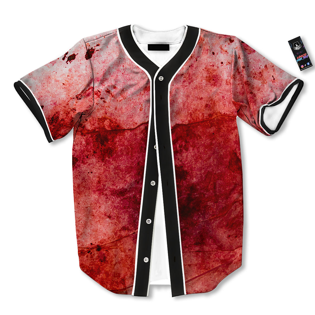 Blood Stains Red Print Baseball Jersey-grizzshop