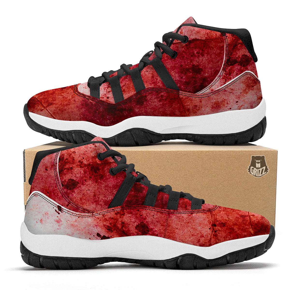 Blood Stains Red Print Black Bball Shoes-grizzshop