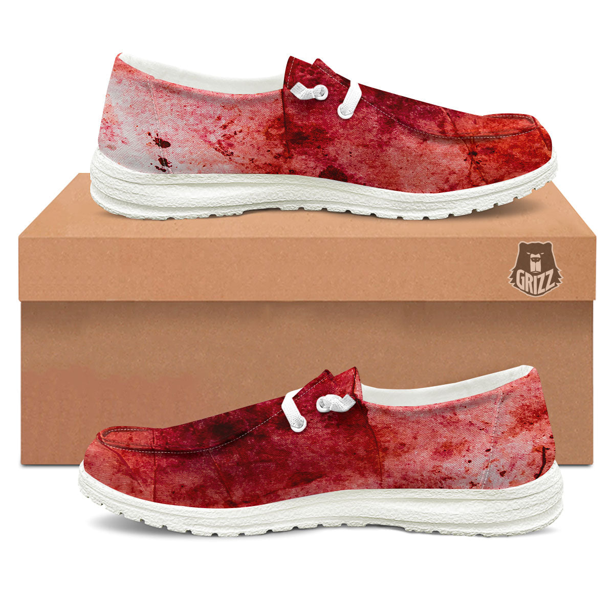 Blood Stains Red Print Black Loafers-grizzshop