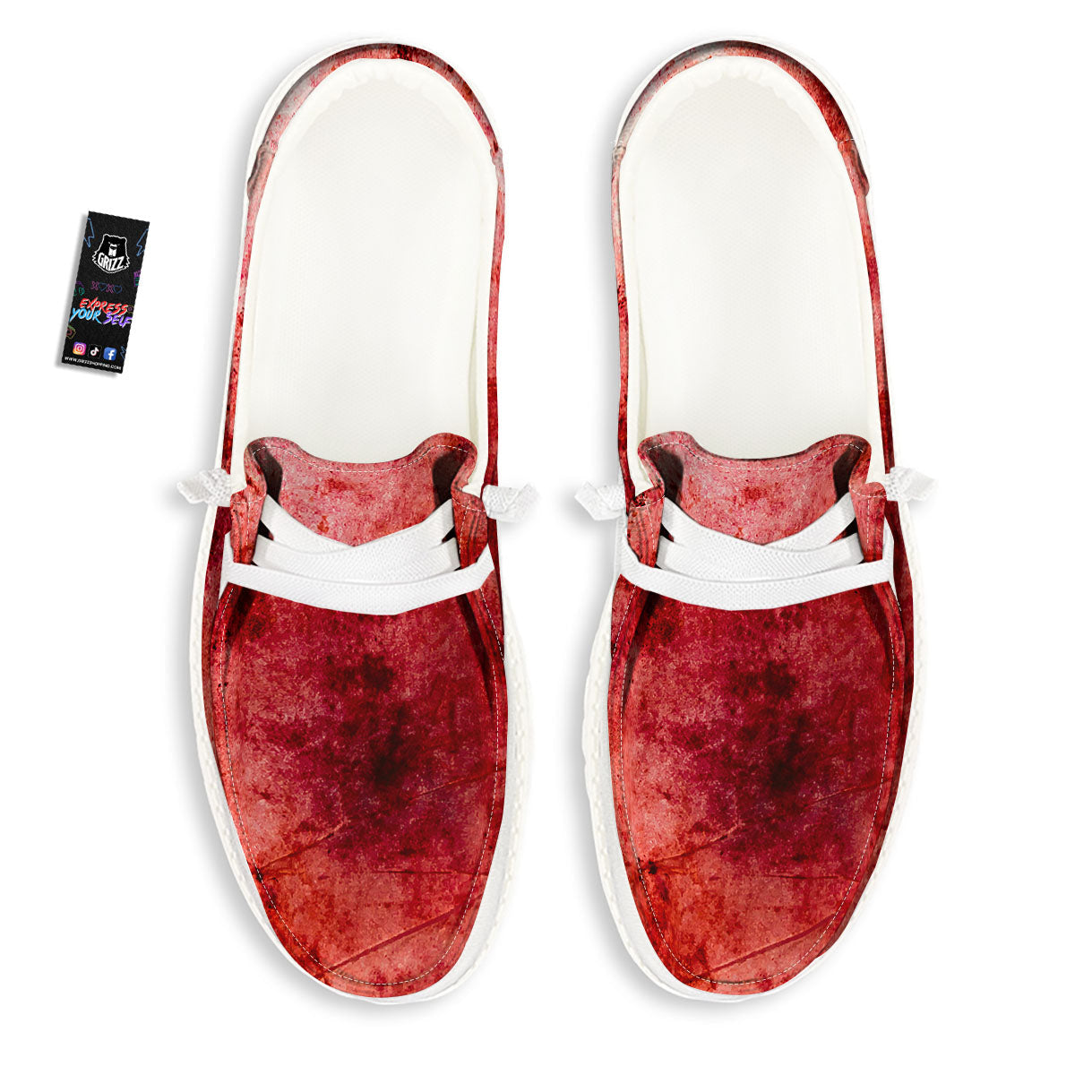 Blood Stains Red Print Black Loafers-grizzshop