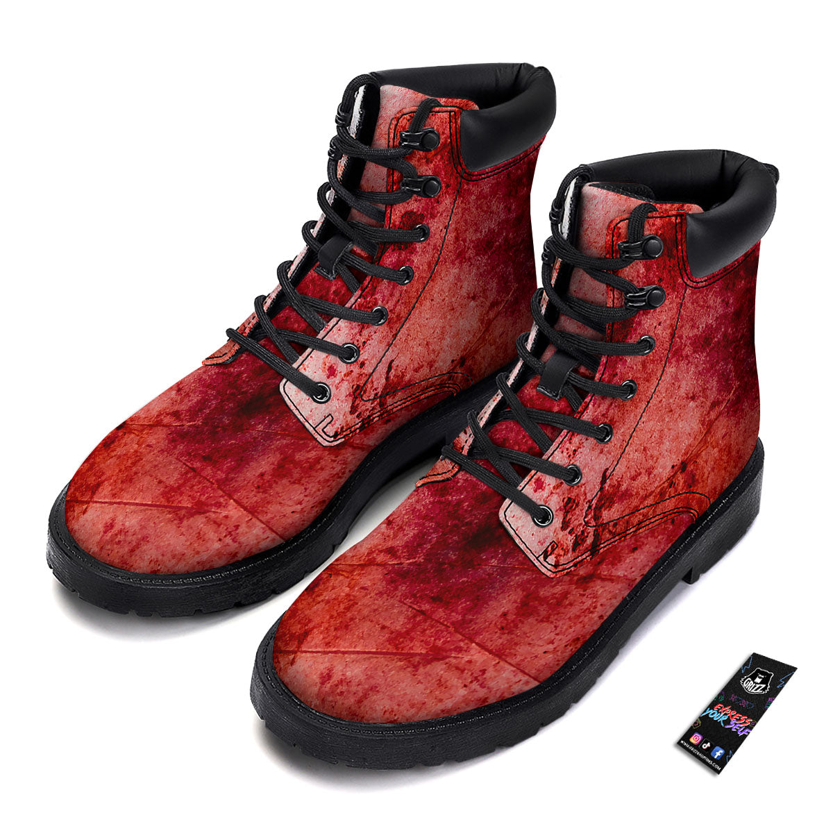 Blood Stains Red Print Boots-grizzshop