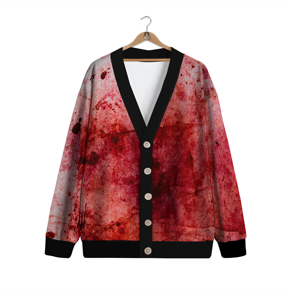 Blood Stains Red Print Cardigan-grizzshop
