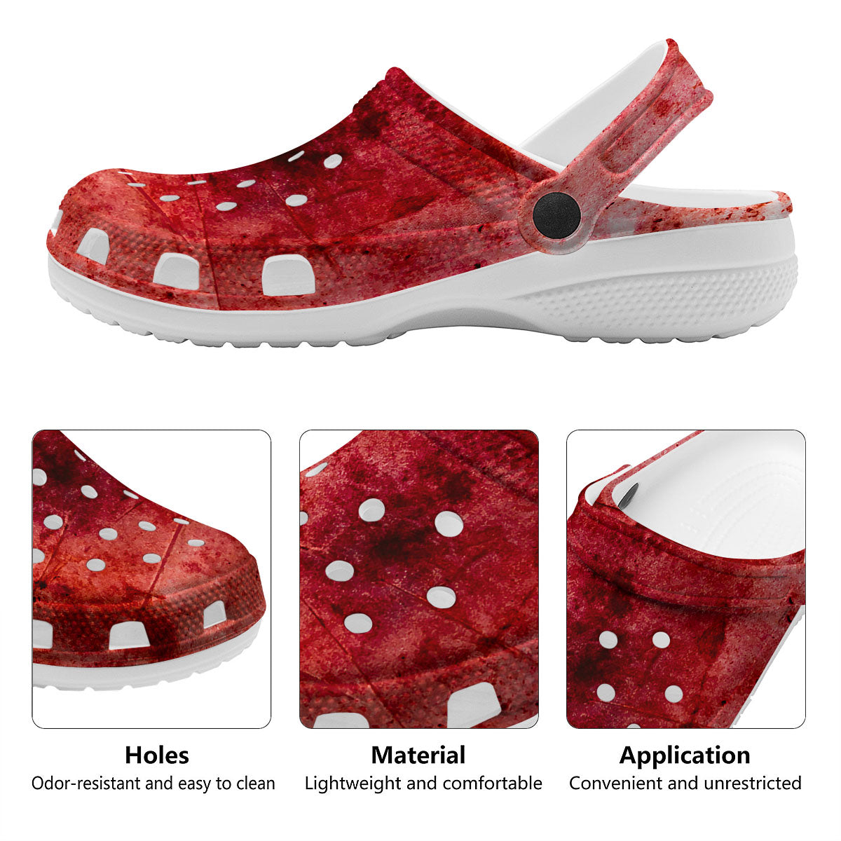 Blood Stains Red Print Clog-grizzshop