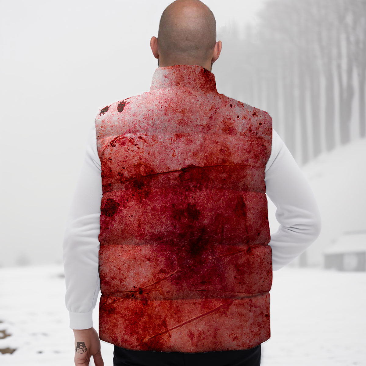 Blood Stains Red Print Down Vest
