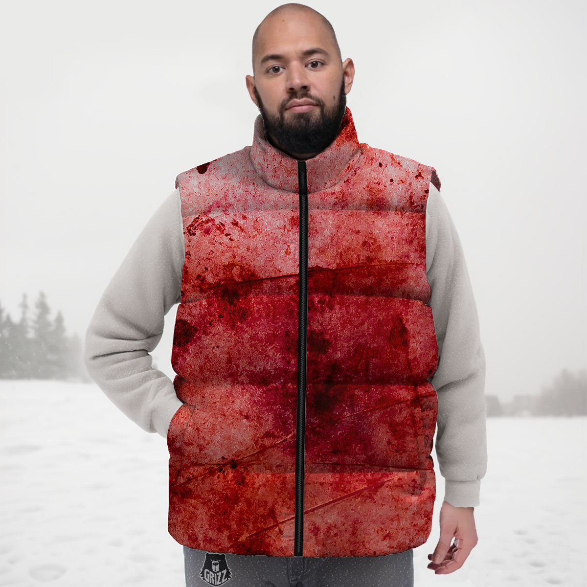 Blood Stains Red Print Down Vest