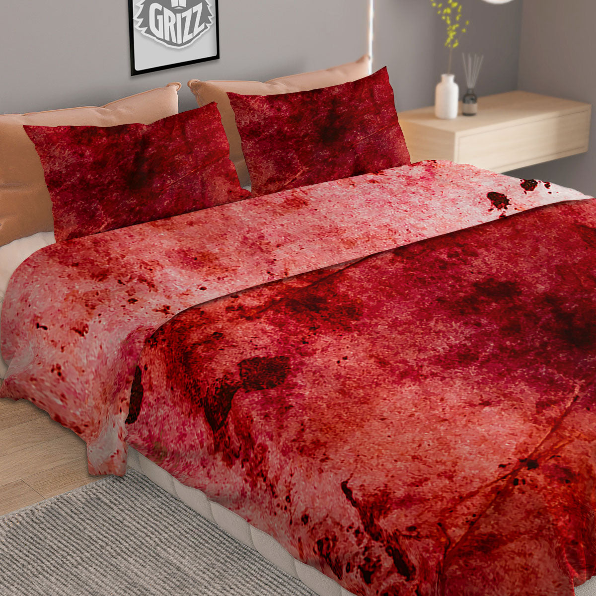 Bat Halloween White And Black Print Pattern Duvet Cover Bedding Set