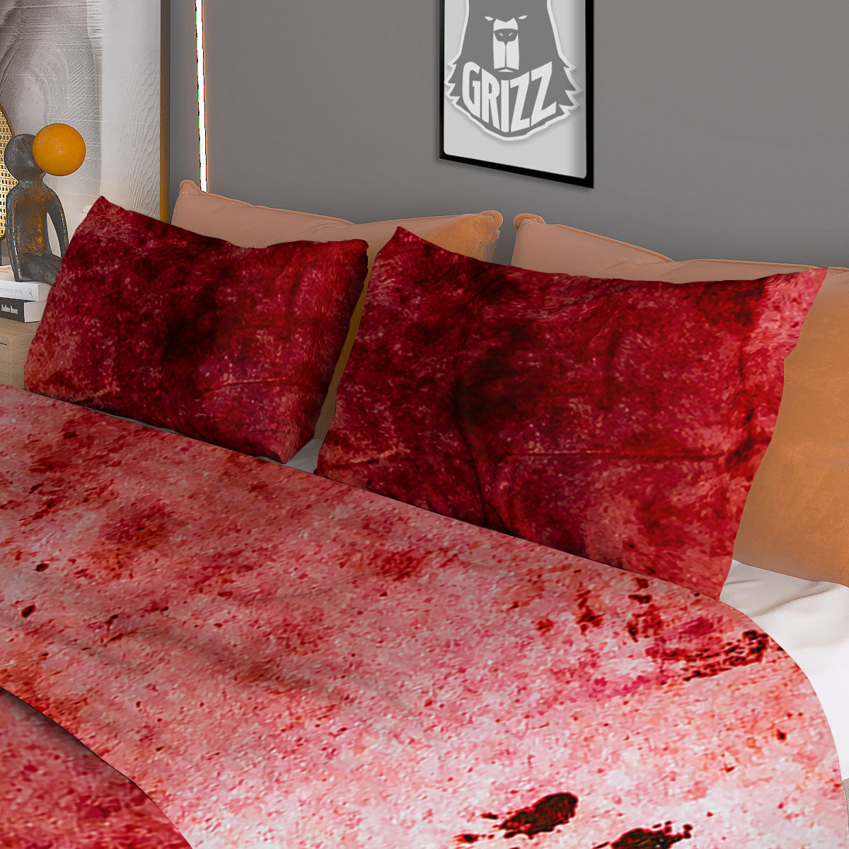 Bat Halloween White And Black Print Pattern Duvet Cover Bedding Set