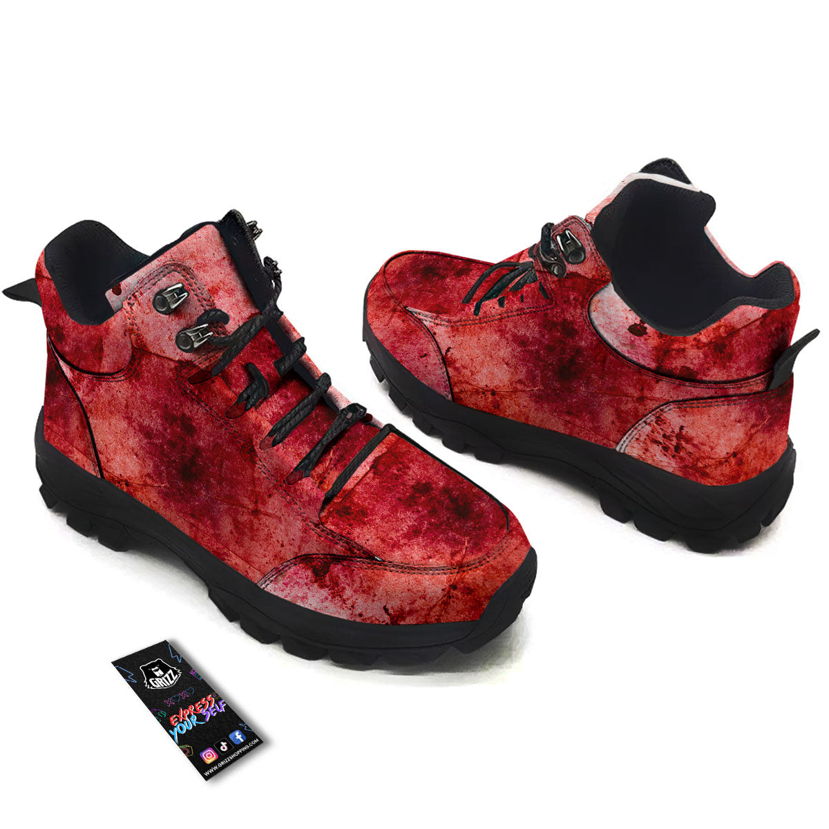 Blood Stains Red Print Hiking Shoes-grizzshop
