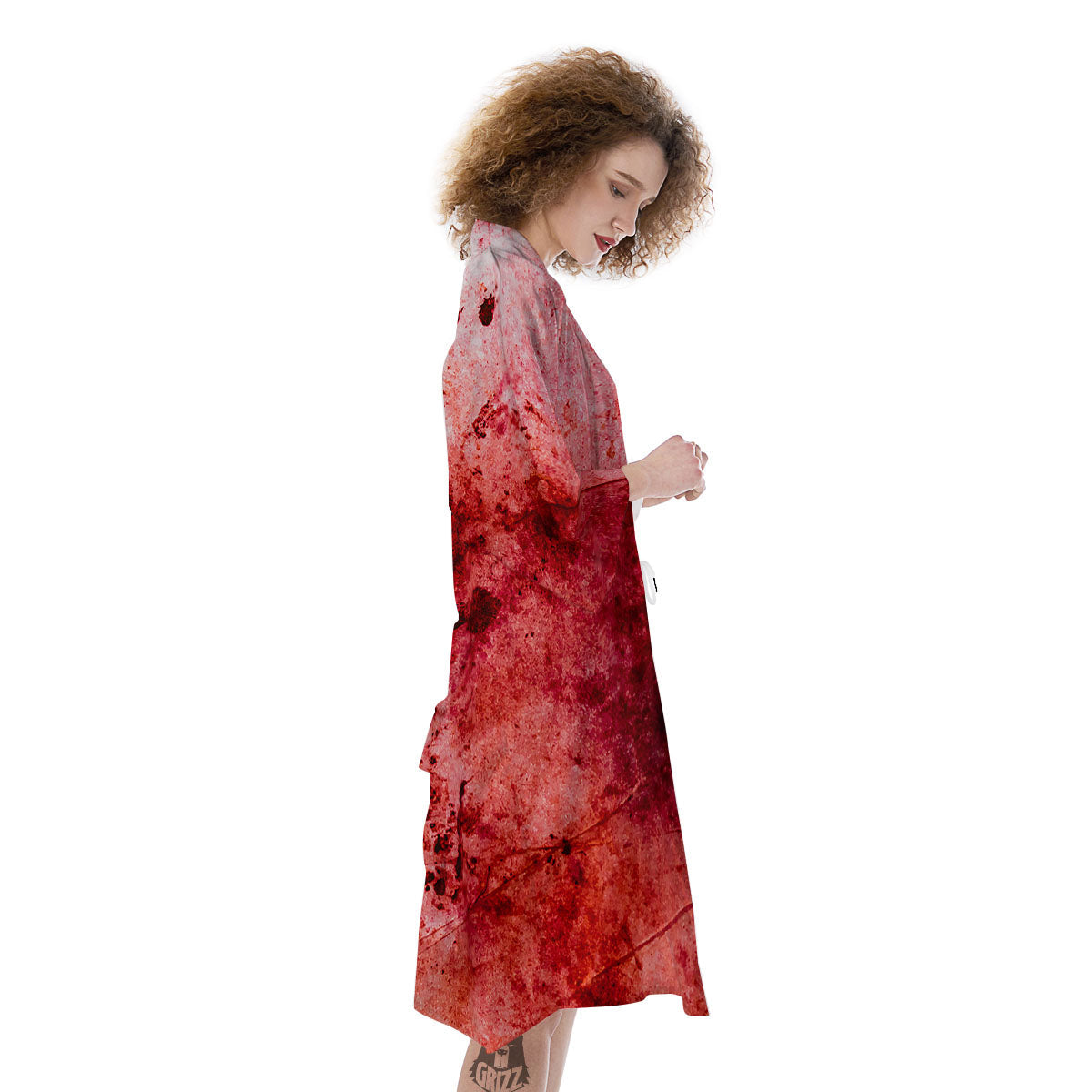 Blood Stains Red Print Kimono-grizzshop