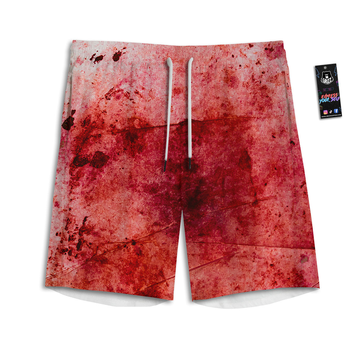 Blood Stains Red Print Men's Athletic Shorts
