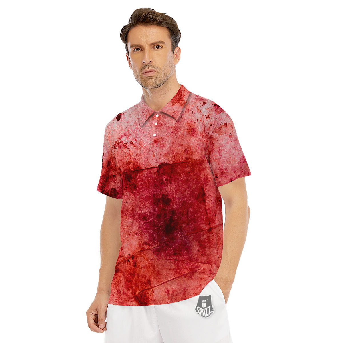 Blood Stains Red Print Men's Golf Shirts-grizzshop