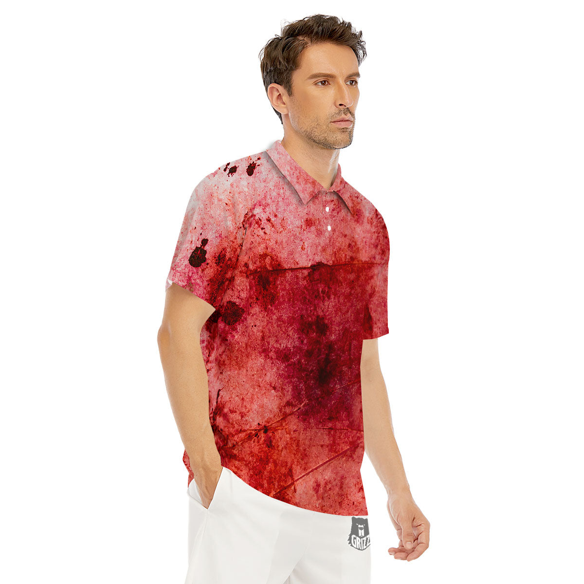 Blood Stains Red Print Men's Golf Shirts-grizzshop