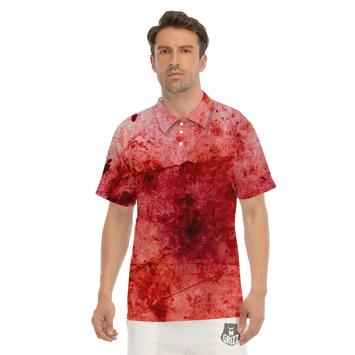 Blood Stains Red Print Men's Golf Shirts-grizzshop