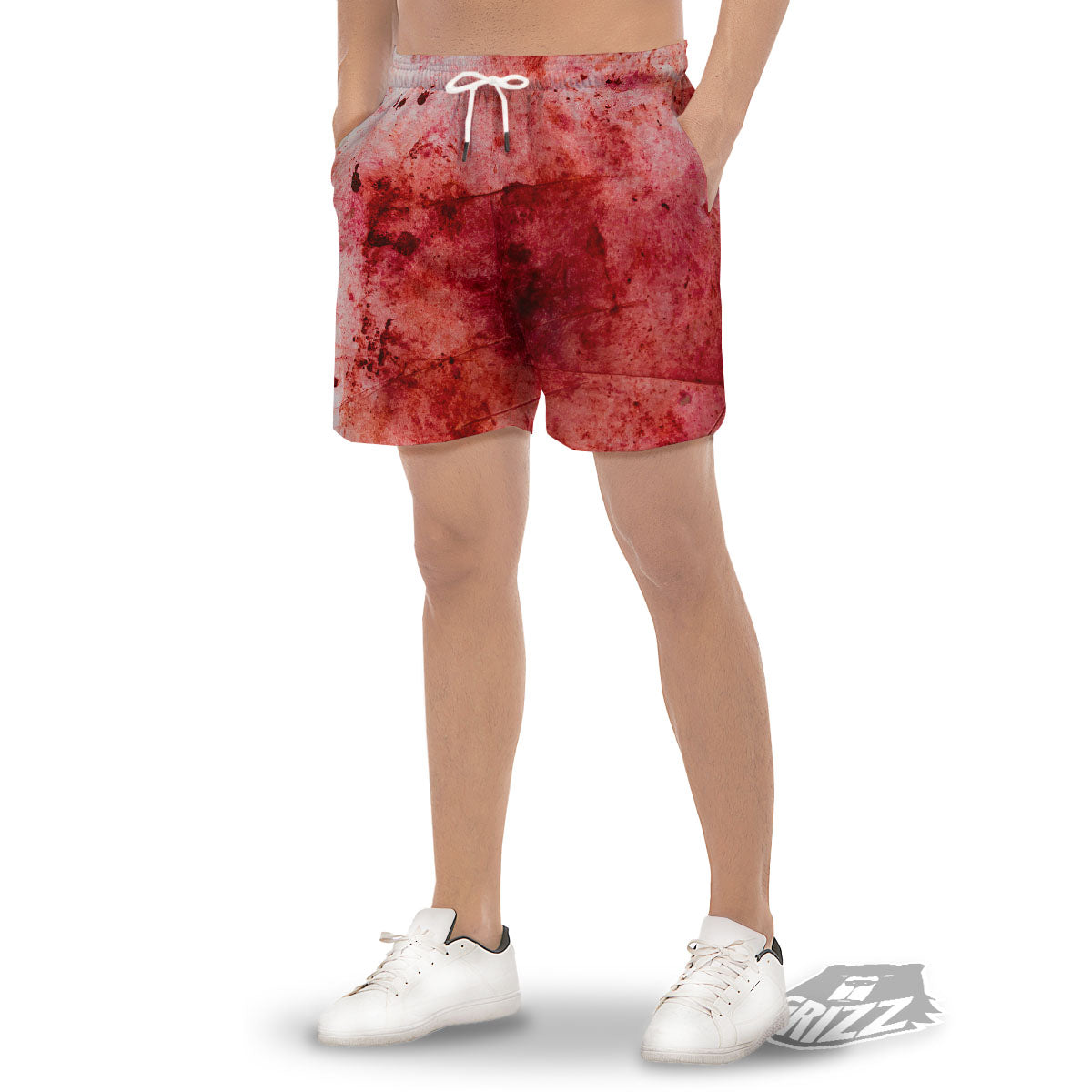 Blood Stains Red Print Men's Gym Shorts-grizzshop