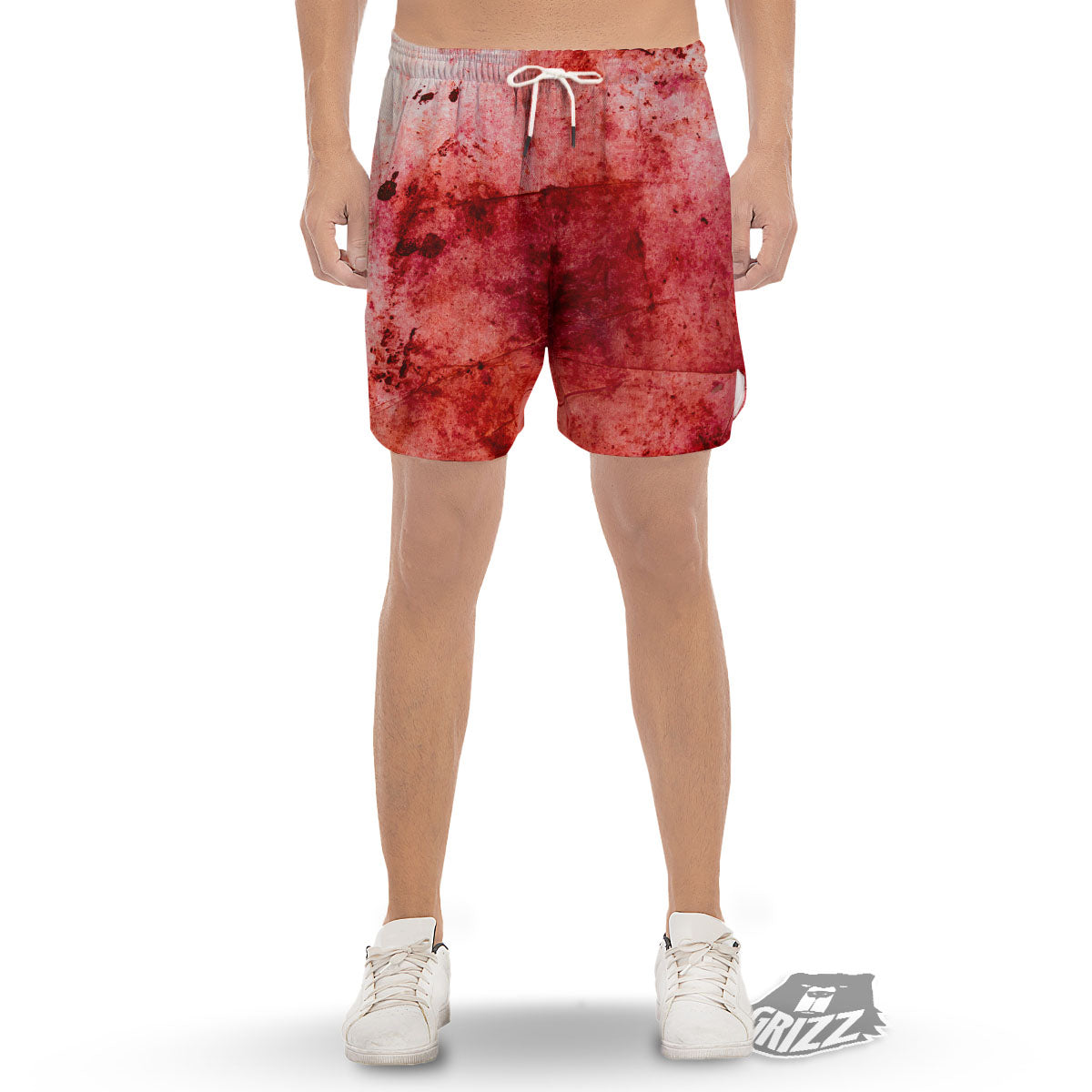 Blood Stains Red Print Men's Gym Shorts-grizzshop