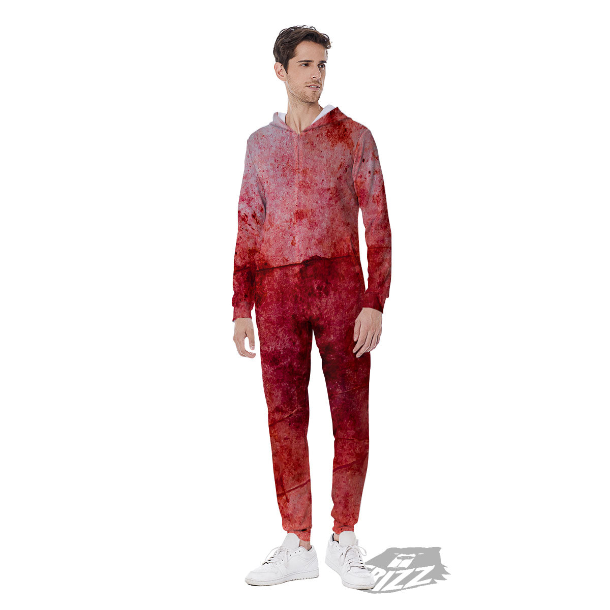 Blood Stains Red Print Men's Jumpsuit-grizzshop