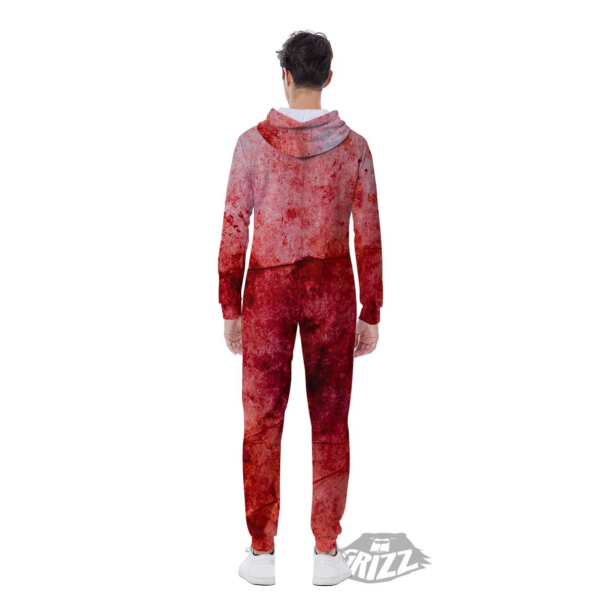 Blood Stains Red Print Men's Jumpsuit-grizzshop