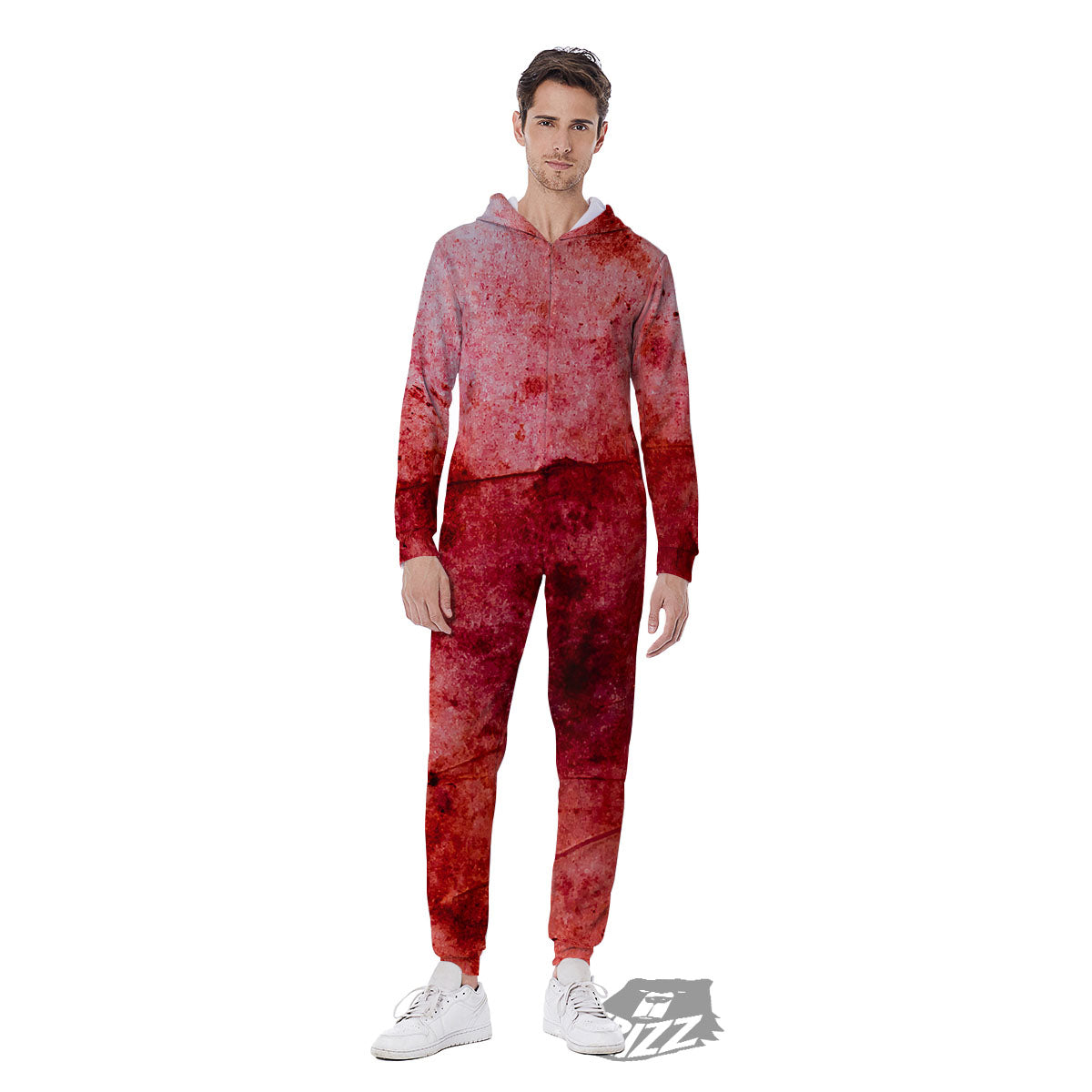 Blood Stains Red Print Men's Jumpsuit-grizzshop