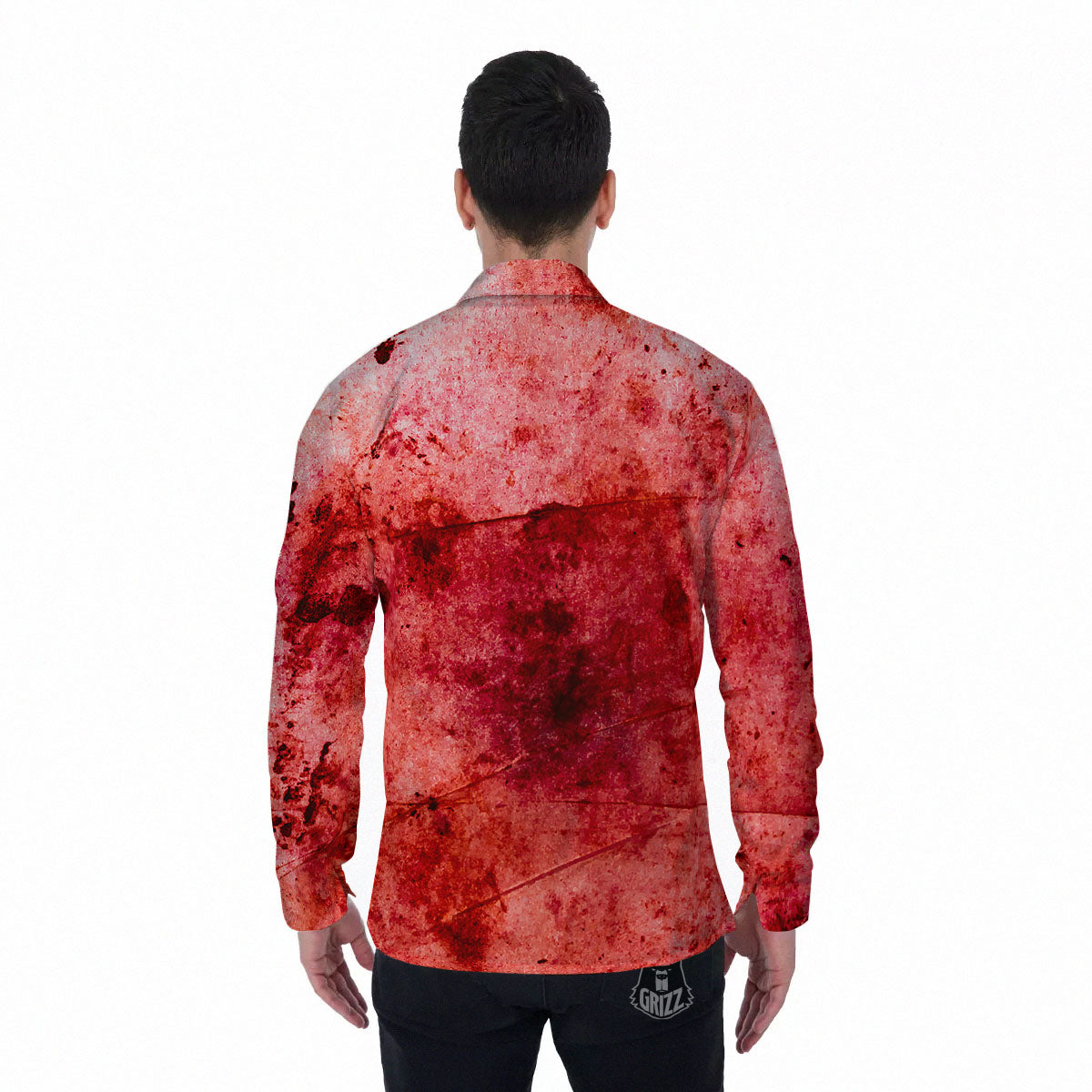 Blood Stains Red Print Men's Long Sleeve Shirts-grizzshop