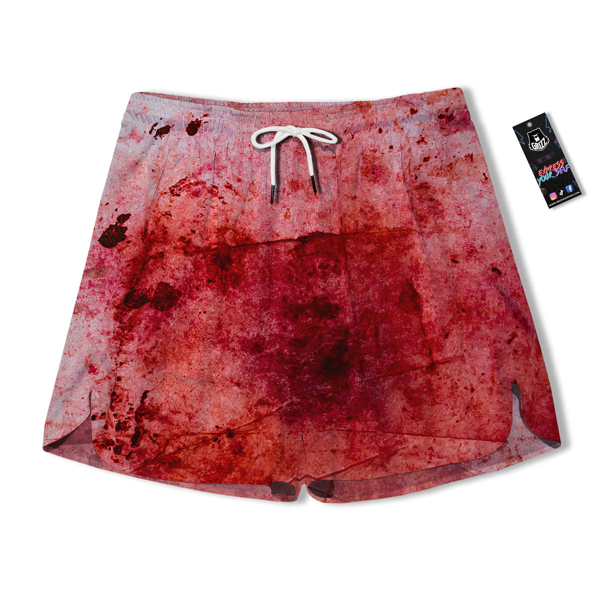 Blood Stains Red Print Men's Running Shorts-grizzshop