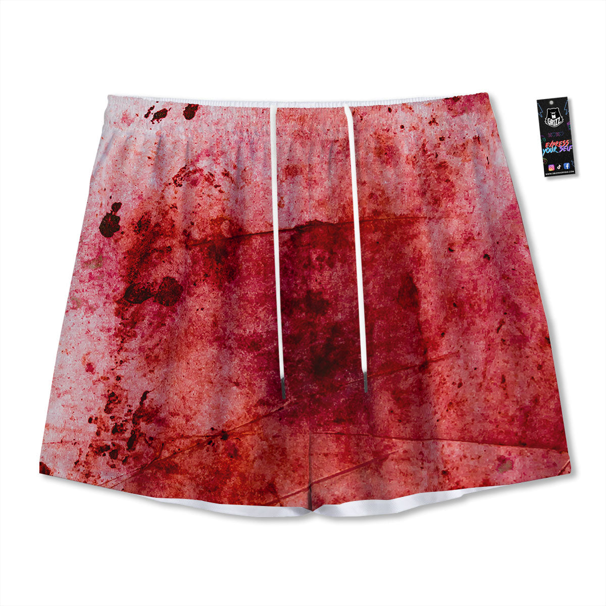 Blood Stains Red Print Mesh Shorts